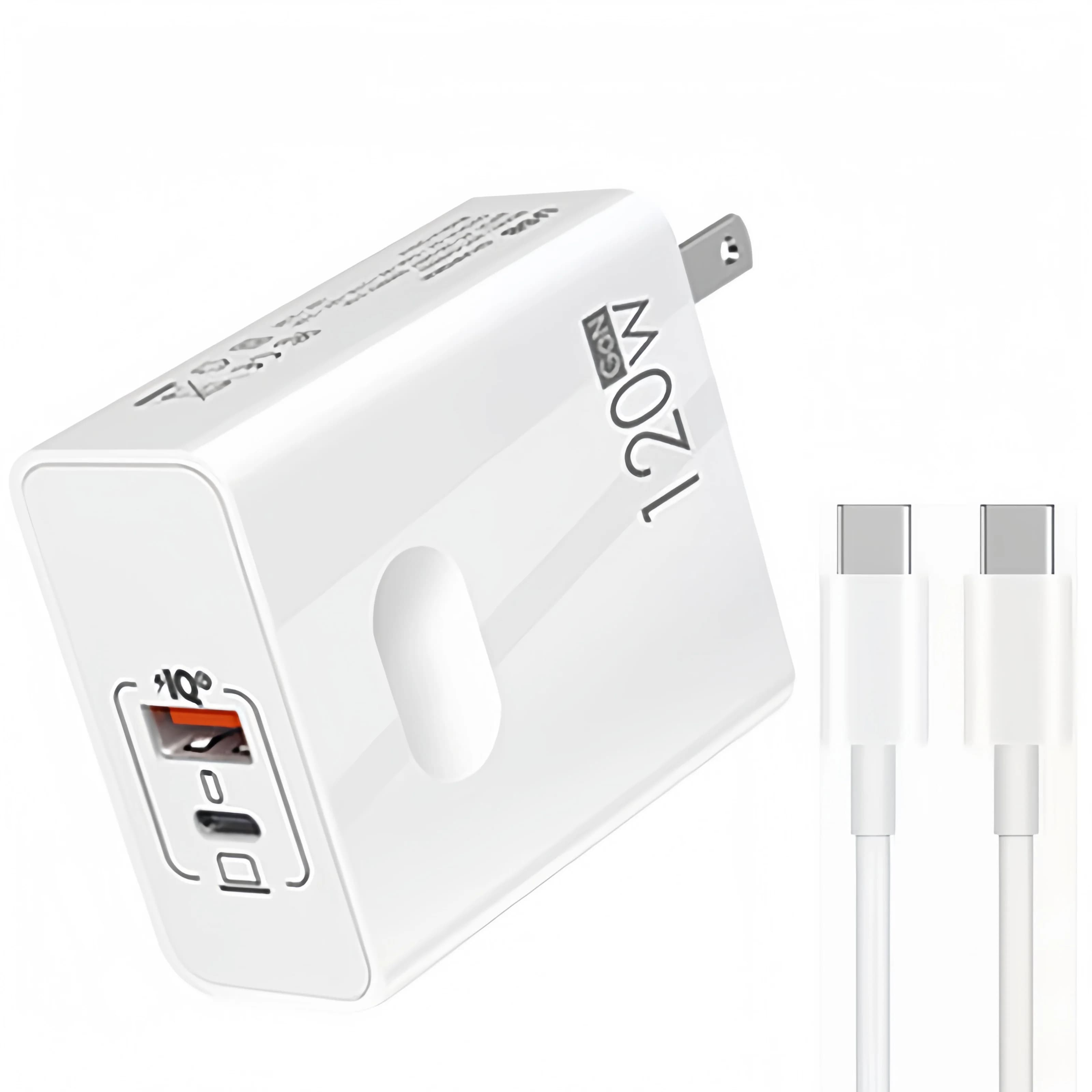 120W GaN Dual Port Charger, USB C Fast Charging Adapter with Data Sync Cable for iPhone Samsung Xiaomi laptop tables macbook