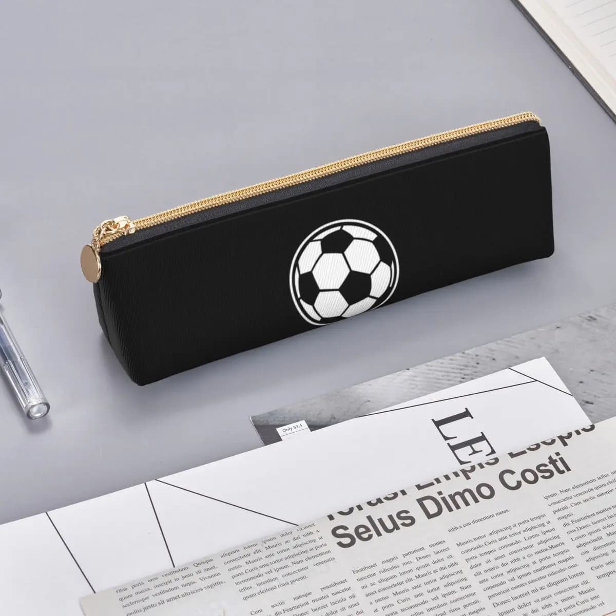 Soccer Ball Football Icon Pencil Cases Pen Holder Storage Stationery Supplies Pen Box Pencil Bag for Kids School