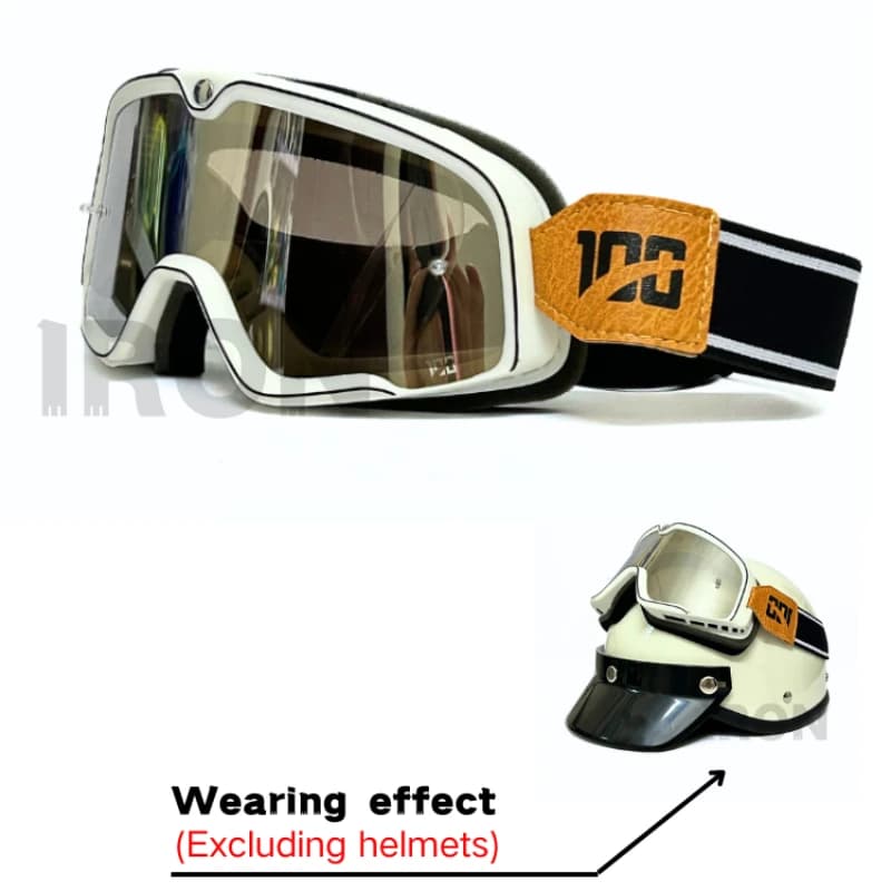 Classic Goggles Vintage Motorcycle Goggles White Dirt Bike Glasses Motocross Racing Open Helmet Snowmobile Ski Safety Goggles