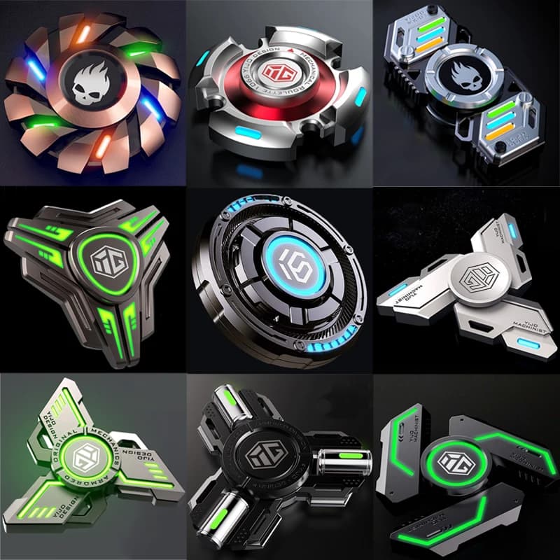 Fidget Spinner Magnetico Luminoso in Metallo, Giocattolo Tascabile Antistress EDC per Adulti