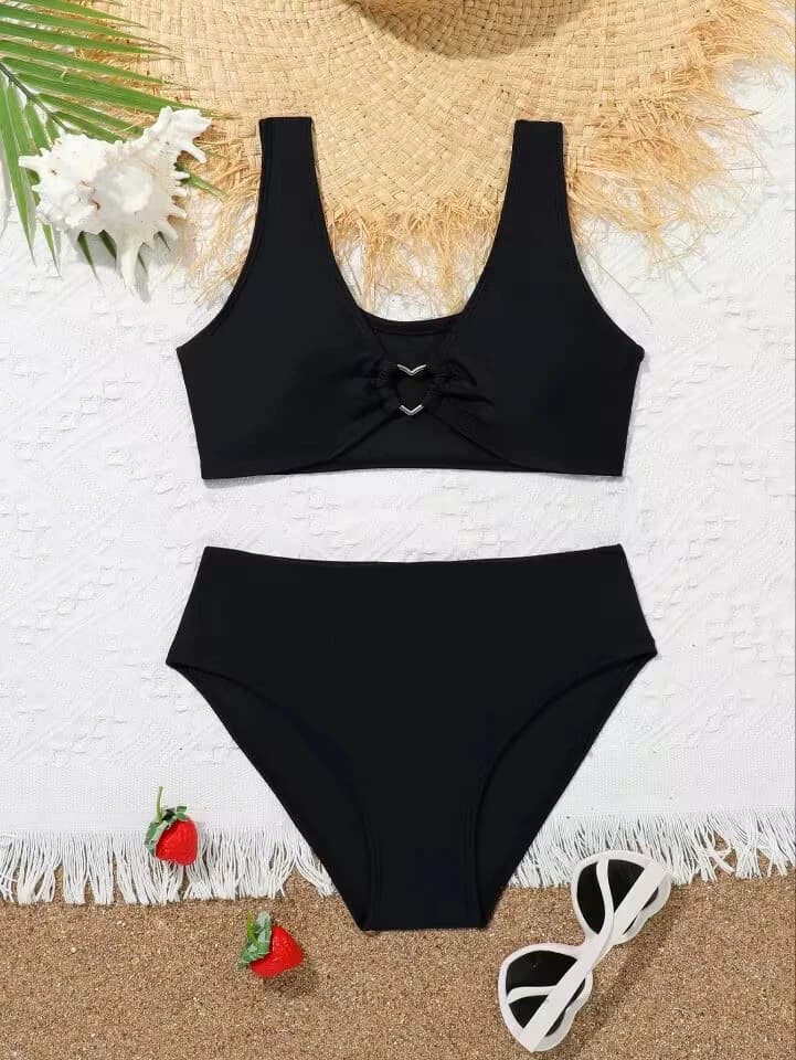 Costumi da Bagno Sportivi 2026 per Bambine, Bikini Neri per Bambini, Abbigliamento da Spiaggia