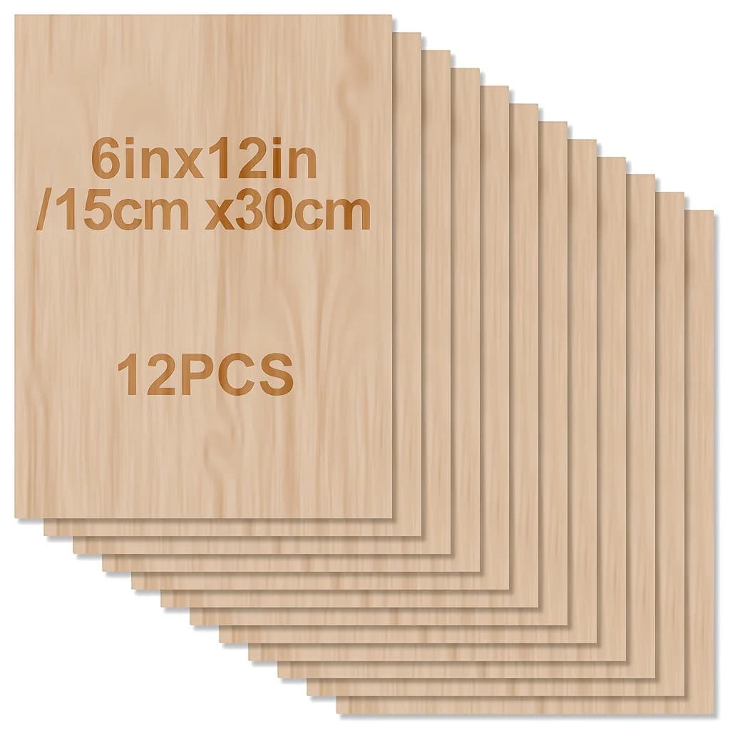 Set of 12 craft boards - 30*15 cm - 2 mm thick, smooth surface - Square tables not finished for laser cutting, wood burning