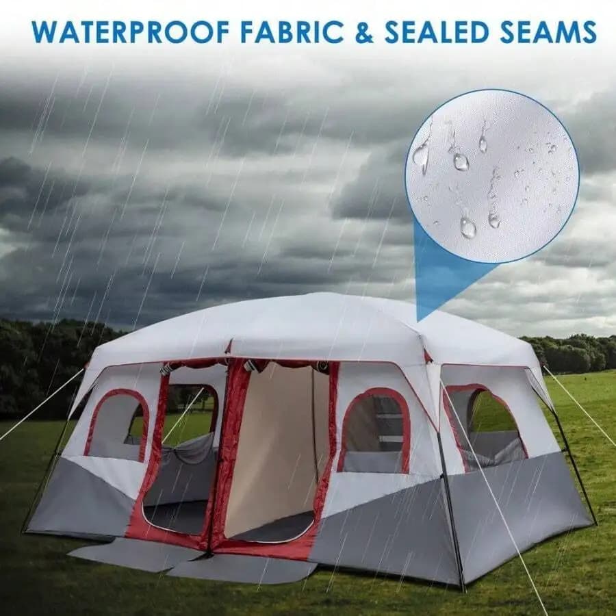10 Person Cabin Tent With 2 Rooms Waterproof Shelter Large Space Camping Tent