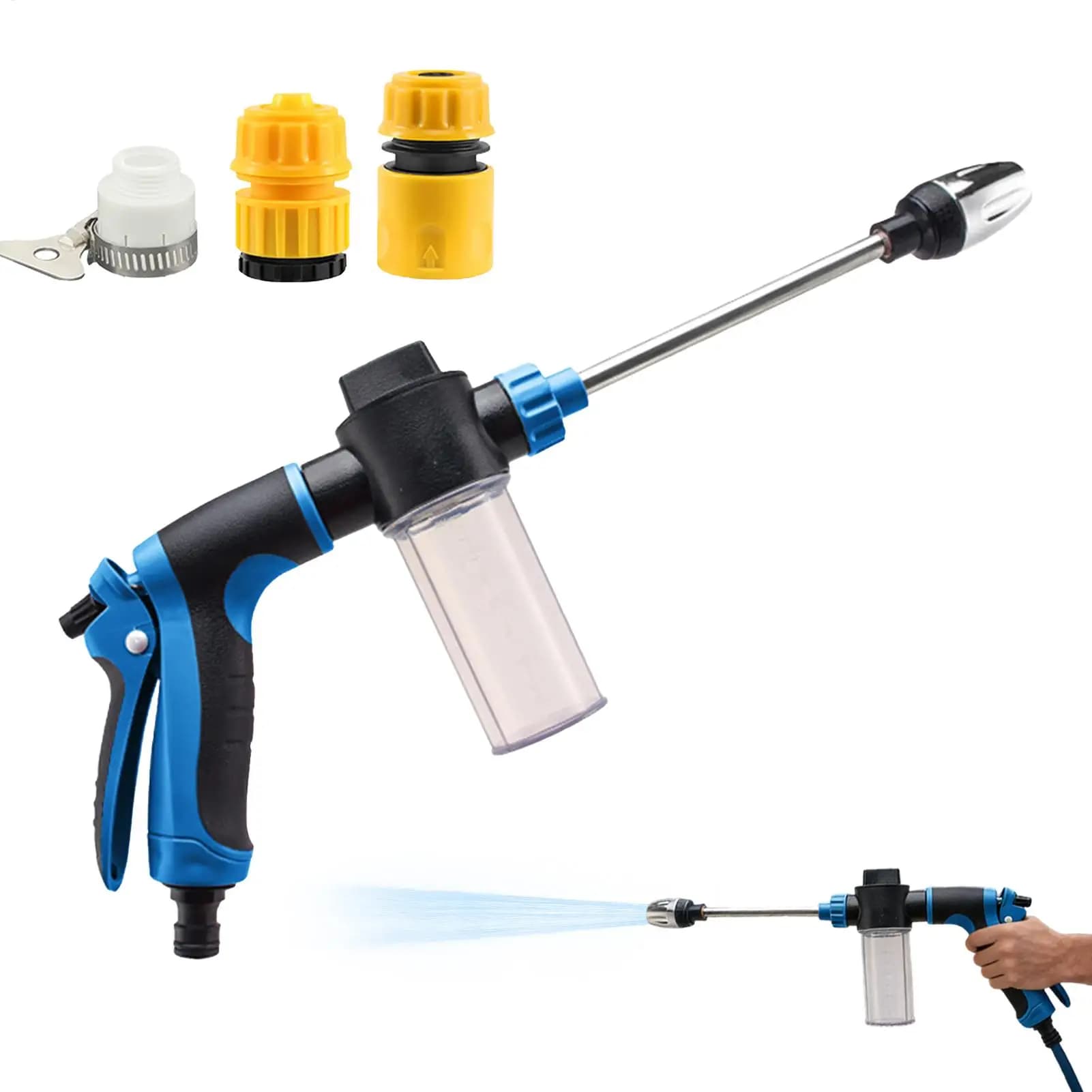 Pistola ad acqua ad alta pressione per autolavaggio con diverse interfacce e tubi telescopici di varie dimensioni, per autolavaggio domestico, giardinaggio