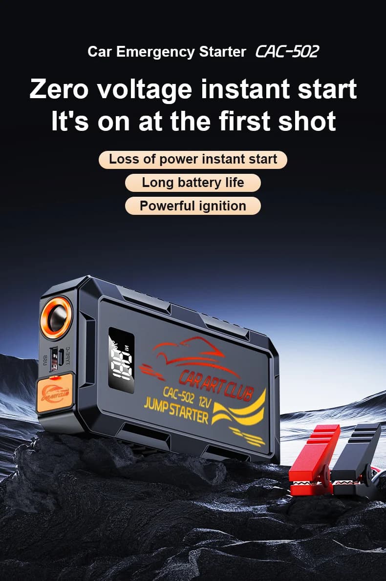 Avviatore di Emergenza Portatile per Auto 6000A di Picco 8000mAh | Avviatore di Emergenza 12V e Power Bank per Veicoli a Benzina/Diesel