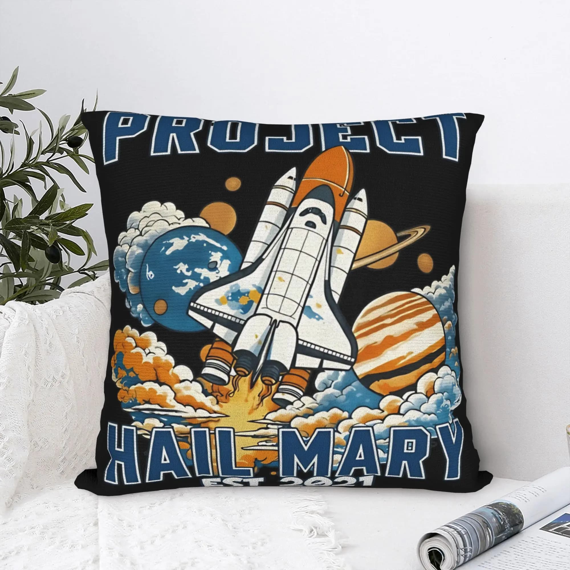 Project Hail Mary EST 2021 Pillow Case Square Pillow Cover For Sofa Home Decor Cute Funny Cushion Cover