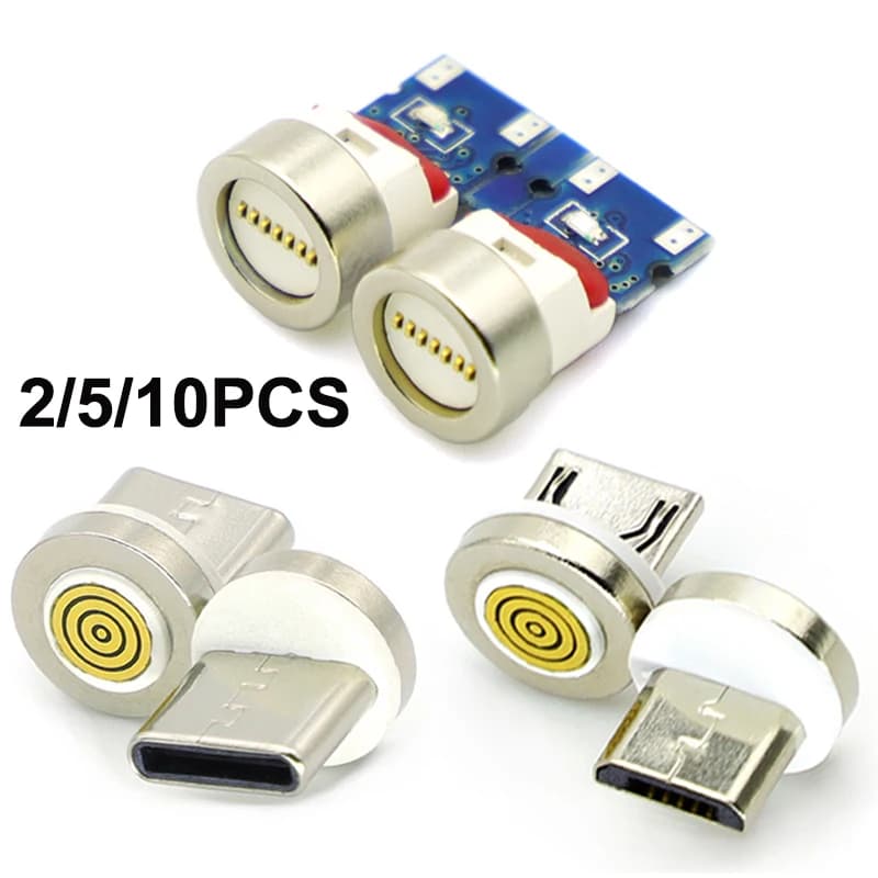 2/5/10 pezzi punte magnetiche a 7 pin maschio/femmina per cavo magnetico Micro USB tipo C spina di ricambio spina antipolvere per Samsung Xiaomi