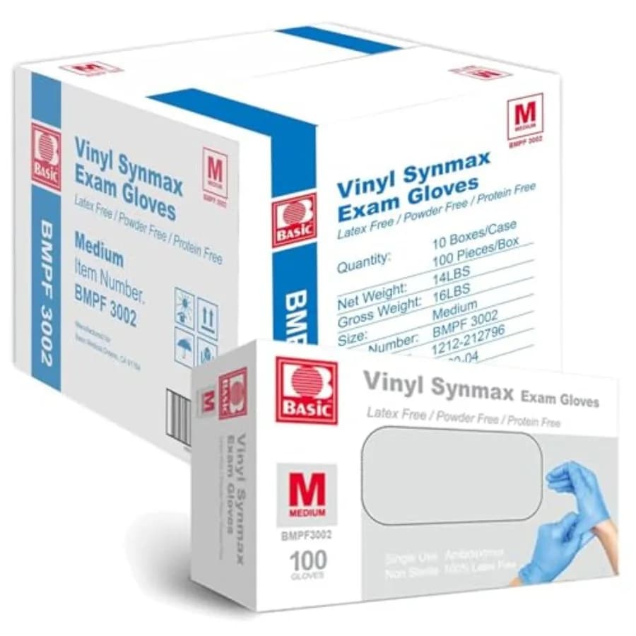 Guanti da Esame in Vinile Synmax Jointown Basic Medical - Senza Lattice e Senza Polvere - BMPF-3002 Confezione da 1.000