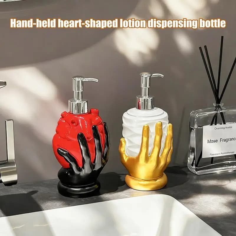 Dispenser di Lusso a Forma di Cuore per Bagno, per Uso Domestico, Include Dispenser per Gel Doccia, Shampoo e Sapone Liquido per Mani.