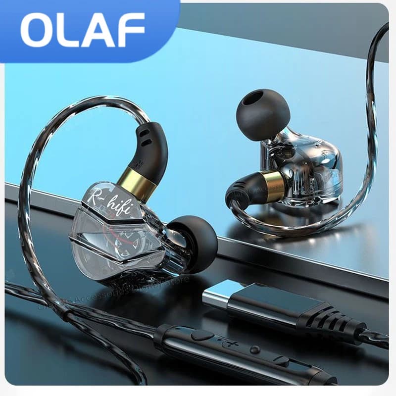 OLAF HiFi Type C Game Headphones Wired earphones Vivavoce Bass Stereo 3.5 mm headphones Gamer Sports earphones With noise cancellation