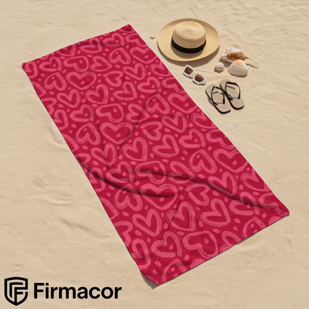 Hand Drawn Hearts Soft Portable Travel Towel Unisex Ultra Lightweight Microfiber Oversized Sand Free Quick Dry Beach Towel
