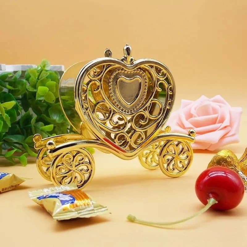 1 5 10 PCS Carrozza di zucca Scatola di caramelle al cioccolato Carrozza Trasporto Cenerentola Principessa Decorazione confezione regalo per feste 2024