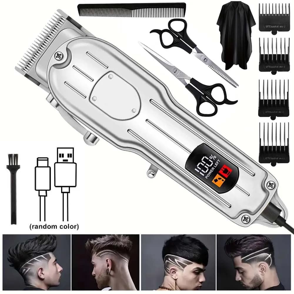 Tagliacapelli Professionali per Uomo - Tagliacapelli Professionali Senza Fili per Taglio e Cura dei Capelli, Regolabarba Ricaricabile USB con 4 Pettini Guida e Spazzola per la Pulizia