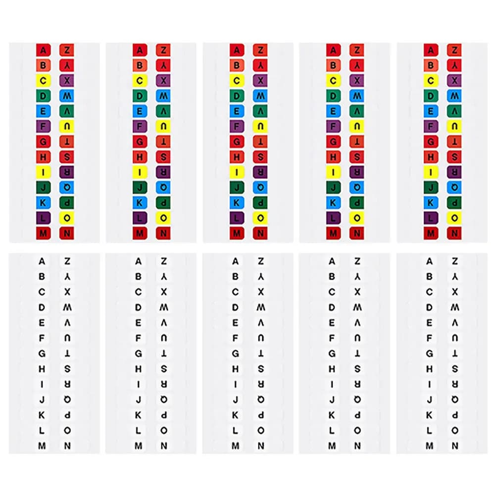 20 Set di Etichette Adesive Colorate Impermeabili con Indice Alfabetico A-Z per Quaderni, Agende, Libri di Testo, Scuola e Ufficio