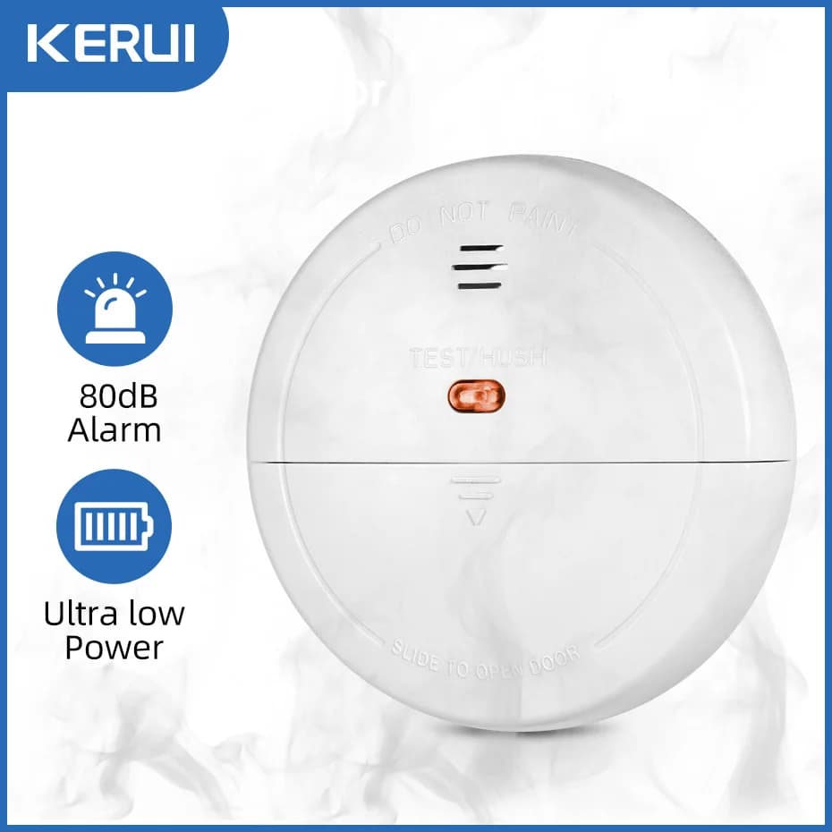 KERUI Rilevatore di fumo domestico wireless 80db Protezione antincendio Sensori per vigili del fuoco Sistema di allarme di sicurezza per la casa del negozio