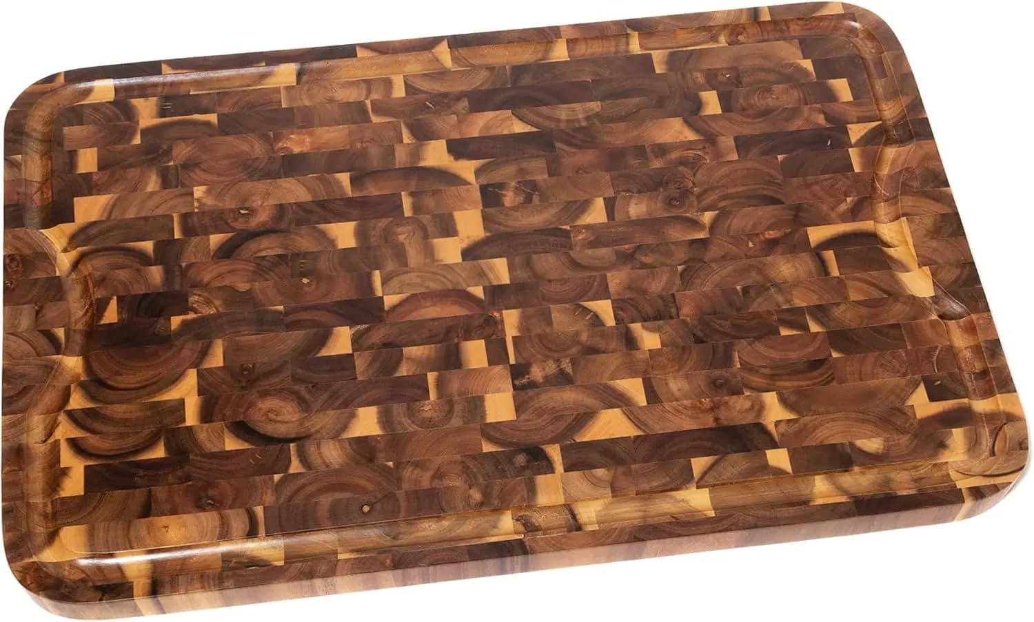 Cutting board and cutting board in acacia Supreme 1260 wood with pick-up channel, 61 cm x 41 cm x 2,5 cm