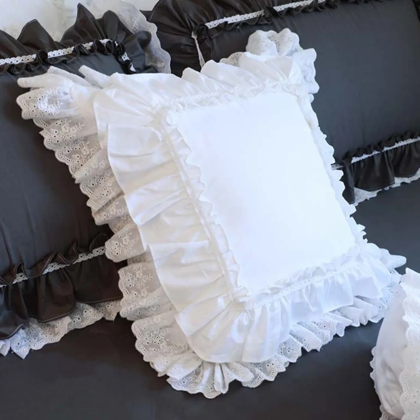 Floral Lace Volant Pillow Lining White Cotton Sofa Cushion Cushion Cover for Car pillows Home decor