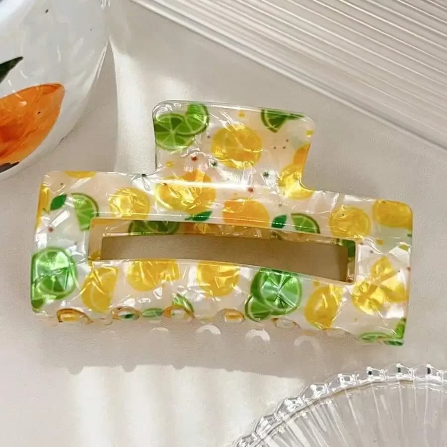 Fermaglio per capelli rettangolare con stampa di frutta per donna, accessorio leggero per acconciature estive, per matrimoni in spiaggia