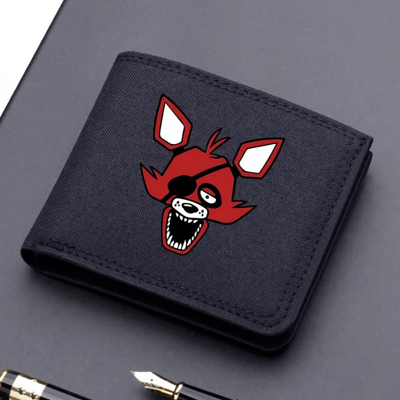 Five Night Freddys Short Folding Purse Cartoon Freddy Printed Canvas Wallet Horror Bear Card Holder Cute Coin Case Kids Gifts
