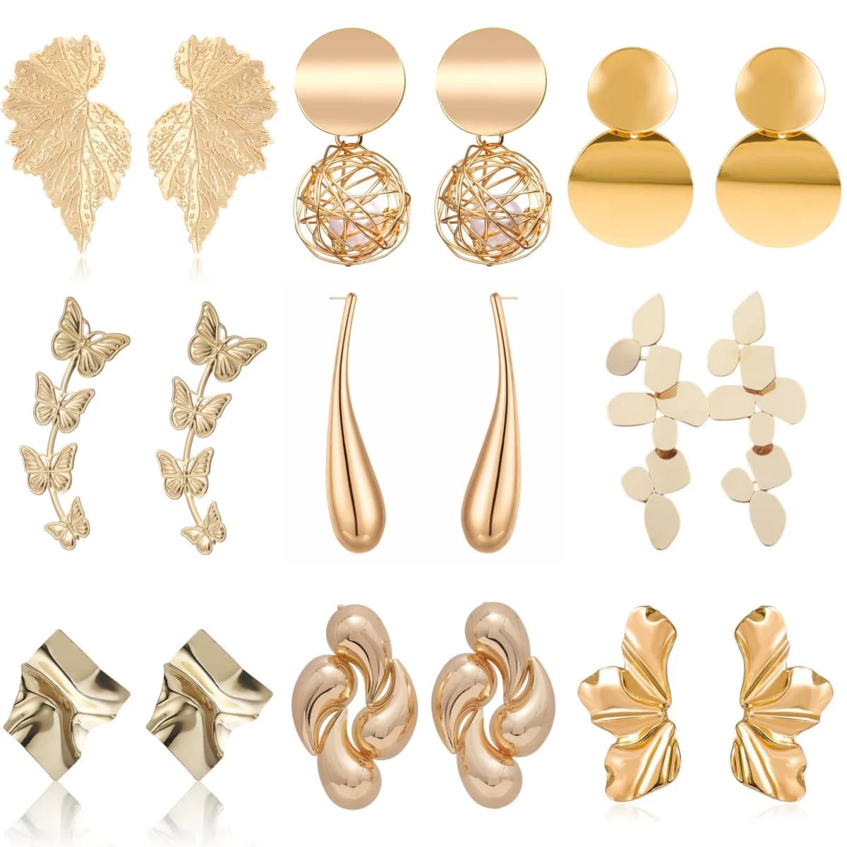 Orecchini Pendenti in Metallo Minimalisti per Donne, Design a Foglia, Goccia d'Acqua, Farfalla, Geometria, Gioielli