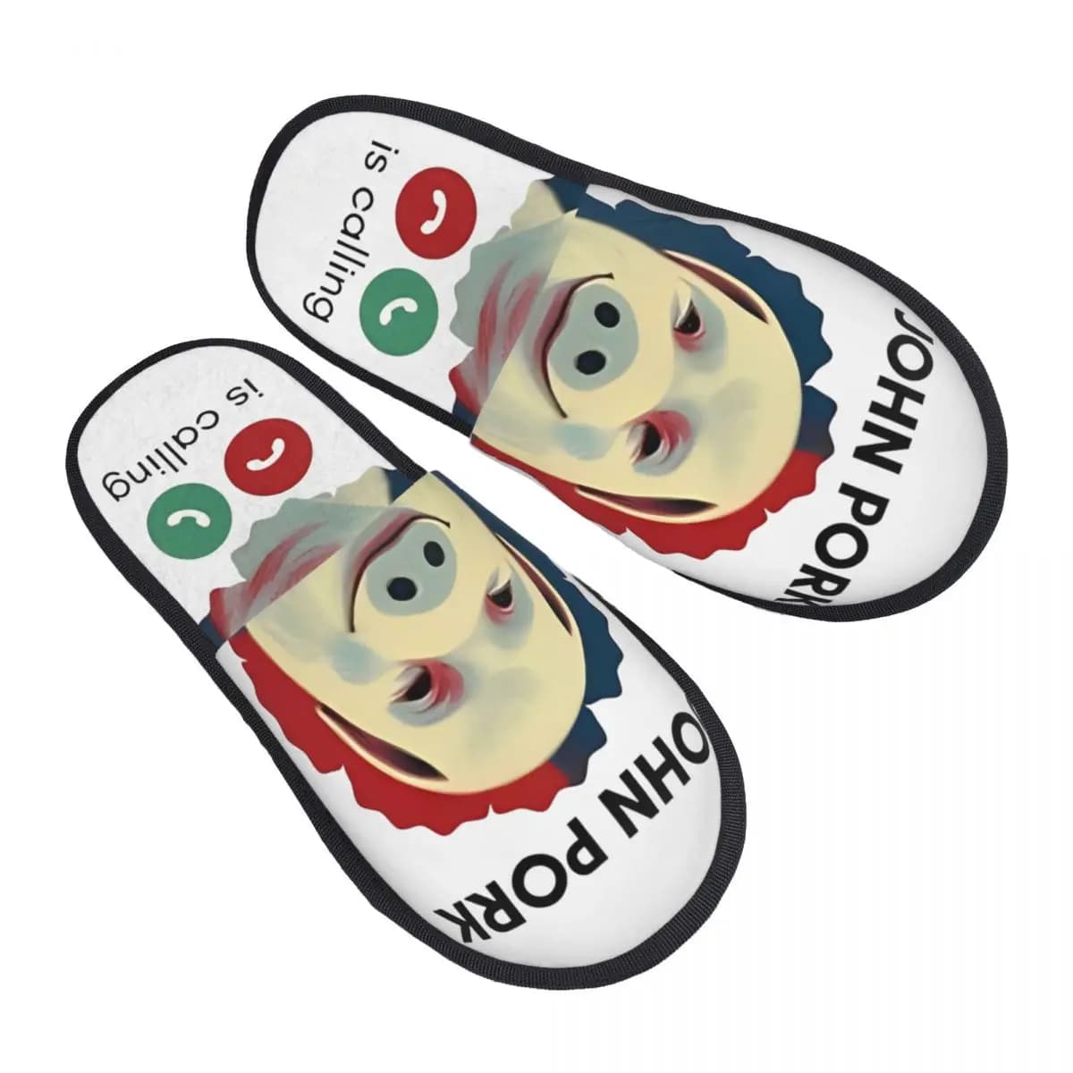 John Pork Is Calling Funny Pig Meme Home Cotton Slippers Bedroom Cozy Memory Foam Slippers Non Slip