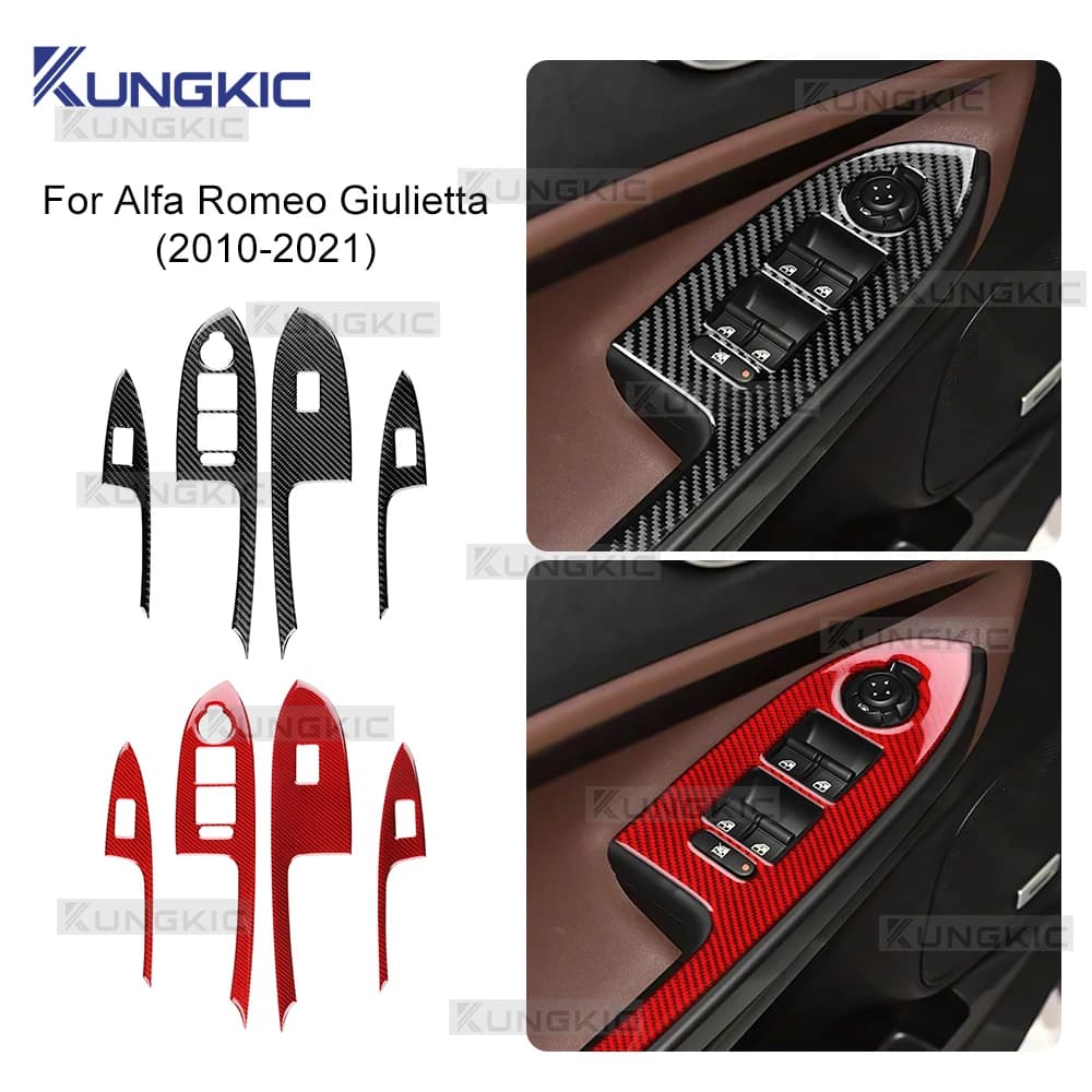 Reale Morbido Adesivo In Fibra di Carbonio Per Alfa Romeo Giulietta 940 2010 2011 2012 2013 2014 2015 2016 2017 2018 2019 2020 2021 Auto Finestra Ascensore Pannello Interruttori