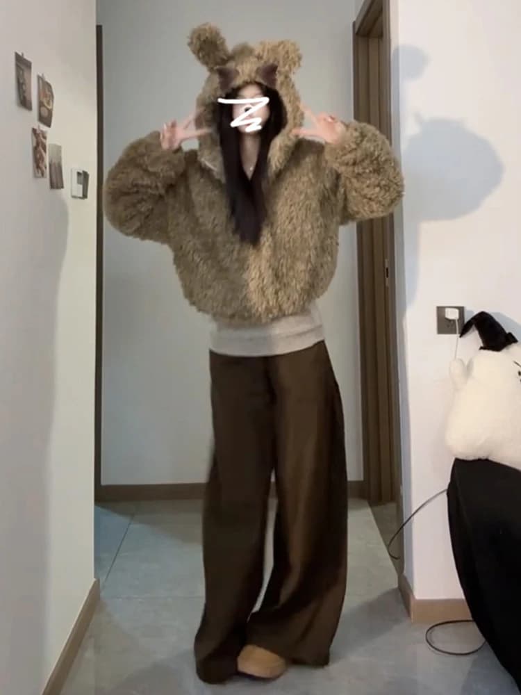 2026 New Vintage Lamb Fur Jacket Women's Spring Autumn Lazy Versatile Thickened Upper Body Short Coat Sweet Style Polyester F...