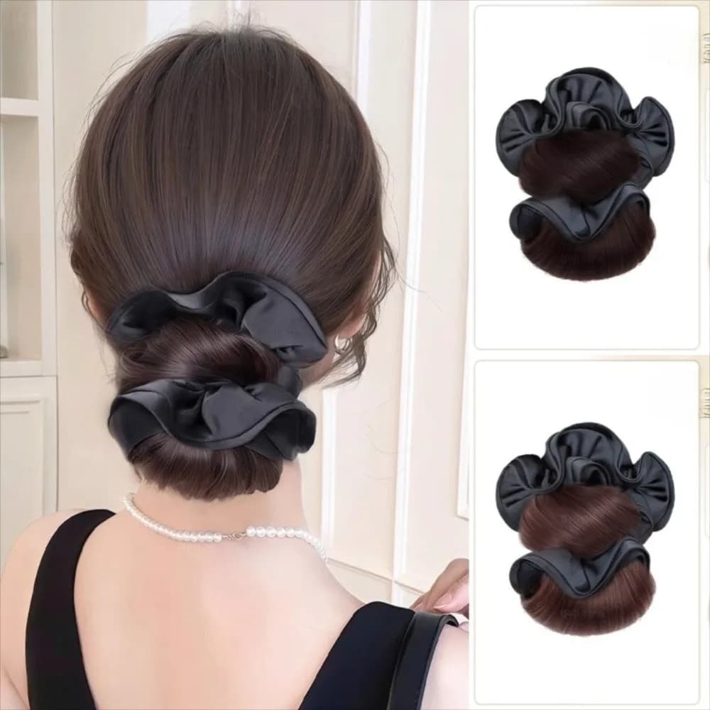 New Synthetic Hair Bun Claw Clip with Hair Tie Brown Wig Hair Clip Fluffy Hairpiece Hair Accessories