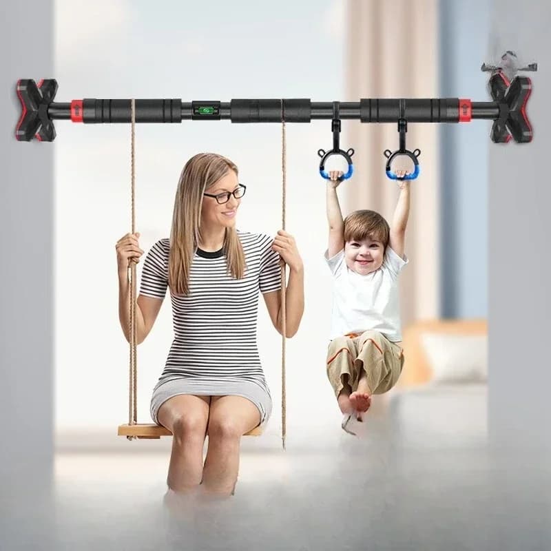 Horizontal bar for internal tractions, without drilling, for domestic use