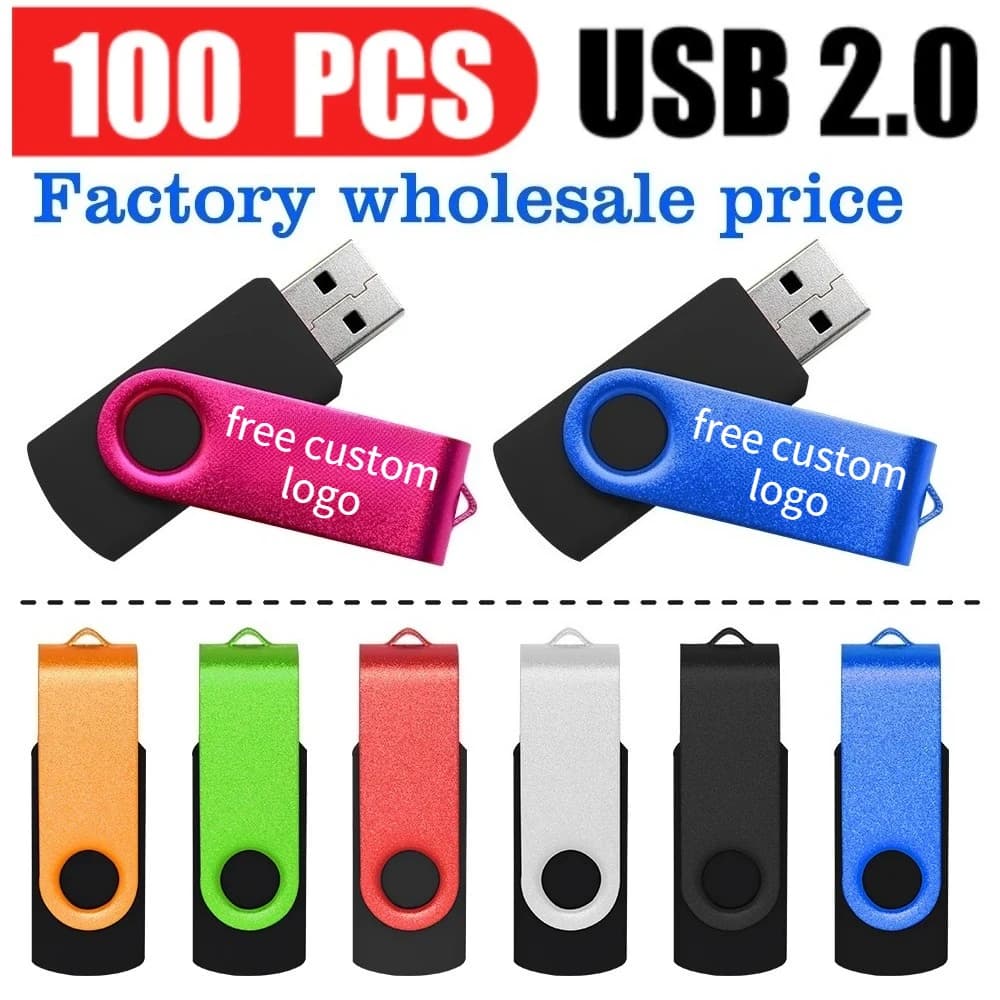Lotto da 100 Pezzi Chiavetta USB 2.0 Pendrive 1GB 2GB 4GB 8GB 16GB 32GB 64GB 128GB - Regalo