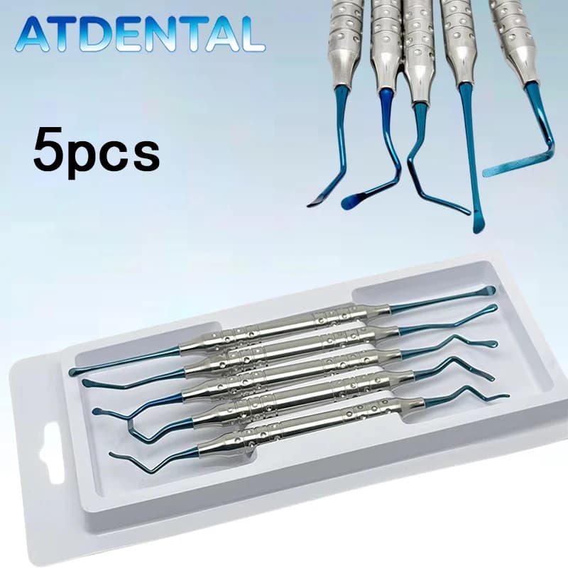 Set di 5 Strumenti Dentali in Titanio per Separazione del Legamento Parodontale, Procedura di Tunneling Osseo, Impianti