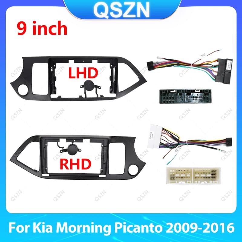 Per Kia Morning Picanto 2009-2016 Autoradio da 9 pollici Pannello fascias in plastica Cruscotto Installazione del telaio Lettore multimediale Android.