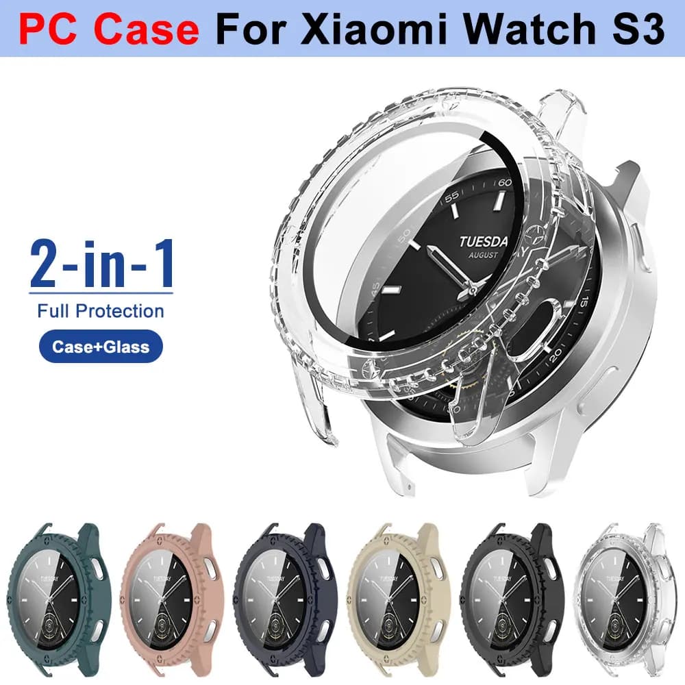 For Xiaomi Watch S3 PC Protective Case For Xiaomi Watch S3 Tempered Glass Full Screen Protector Bumper Cover Smart Accessories