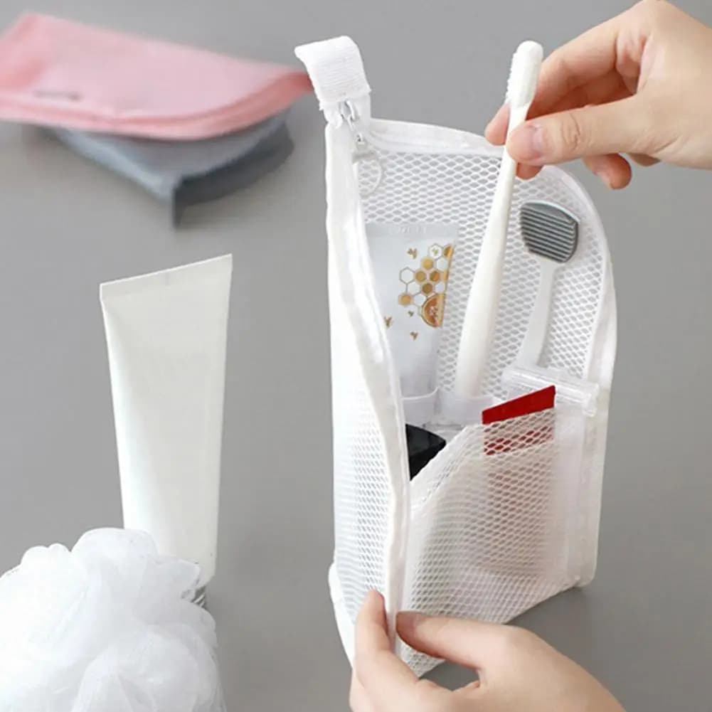 Portable Travel Makeup Bag Makeup Brush Bag Pen Holder Toothbrush Storage Bag Travel Waterproof Toiletries Bag Pouch