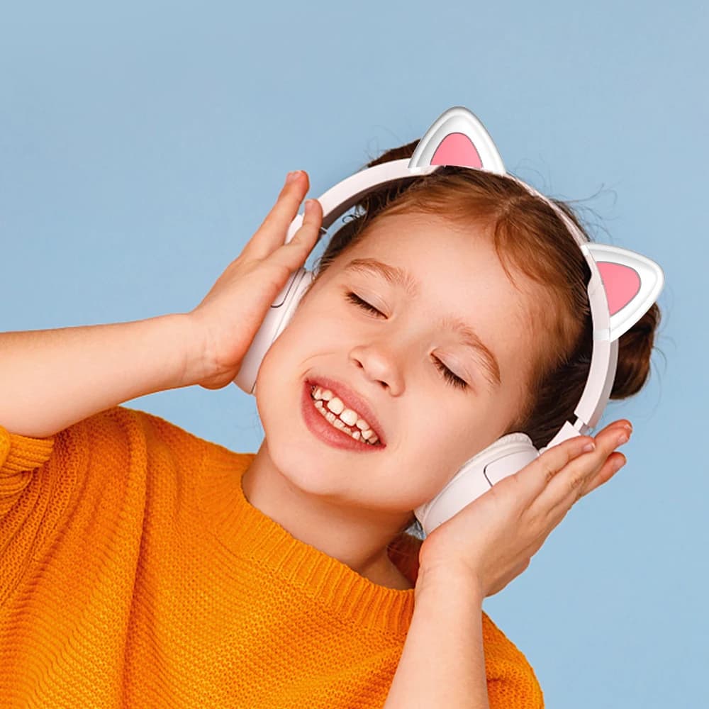 Pink Silicone Cat Earrings for Headphones Wireless Wired Headphones Black Gamer Cute Earrings Play accessories for adorable girls helmet