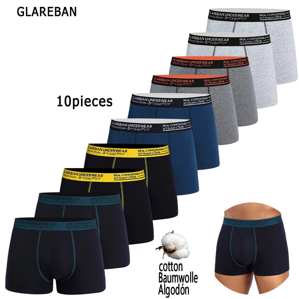 Pack of 10 pieces Cotton Boxer Men's Underwear for Men's Slips Hot Sexis Basic
