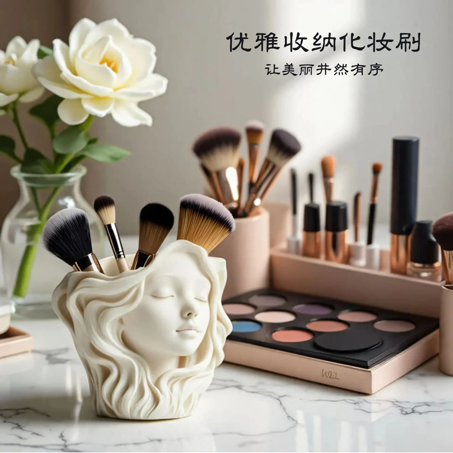 Girl Head Silicone Mold for Craft Making - Aroma Candle Cup Vase Cement Flowerpot Organizer Containers Makeup Related