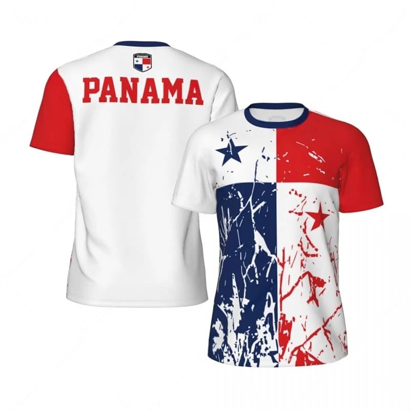 T-shirt da calcio grafiche con bandiera Panama alla moda T-shirt stampate con emblema nazionale 3D di tendenza estiva T-shirt sportive larghe e traspiranti