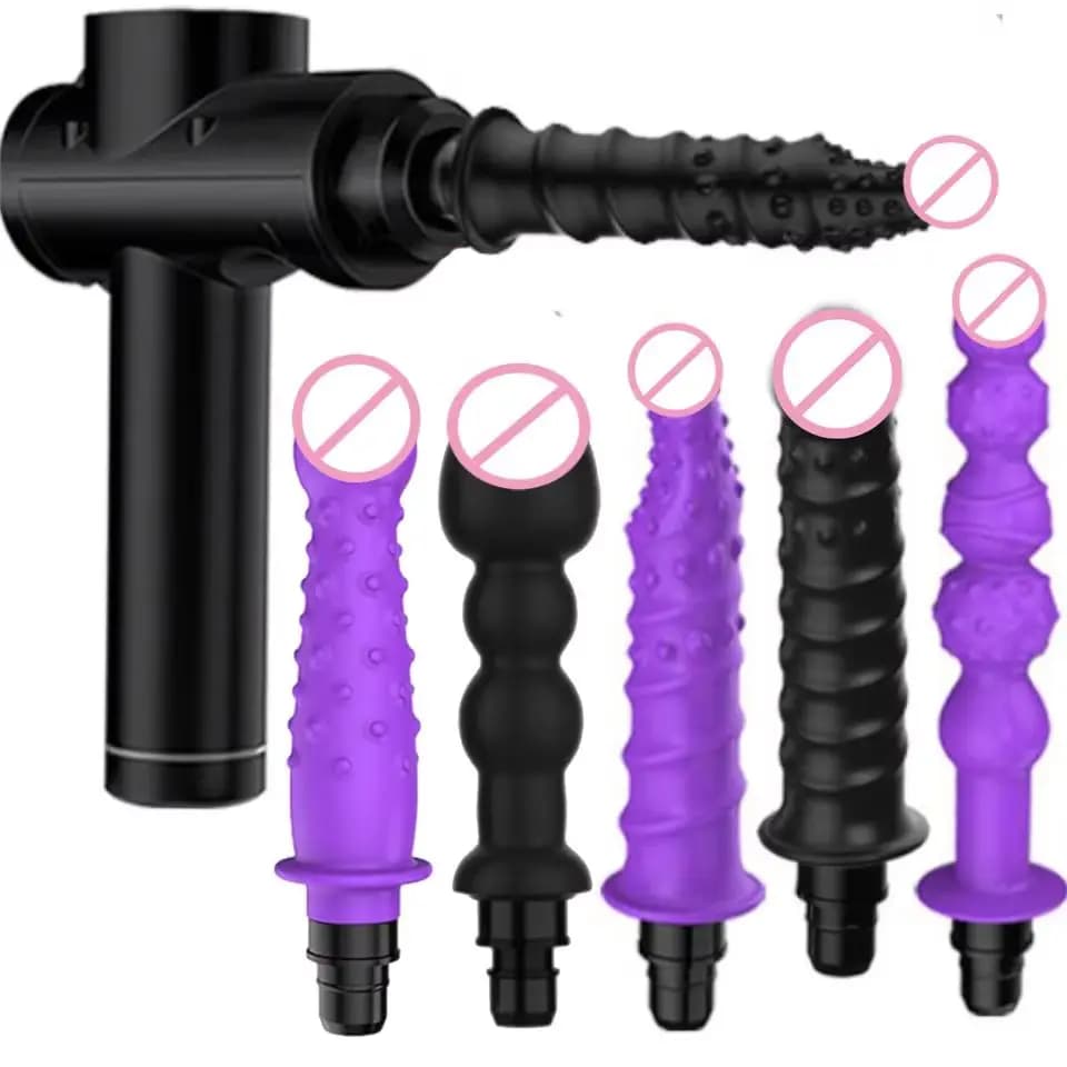 Massage Gun Heads Dildo Accessories Vibration Realistic Penis Adult Sex Toys Silicone Head for Fascia Gun Percussion Vibrators