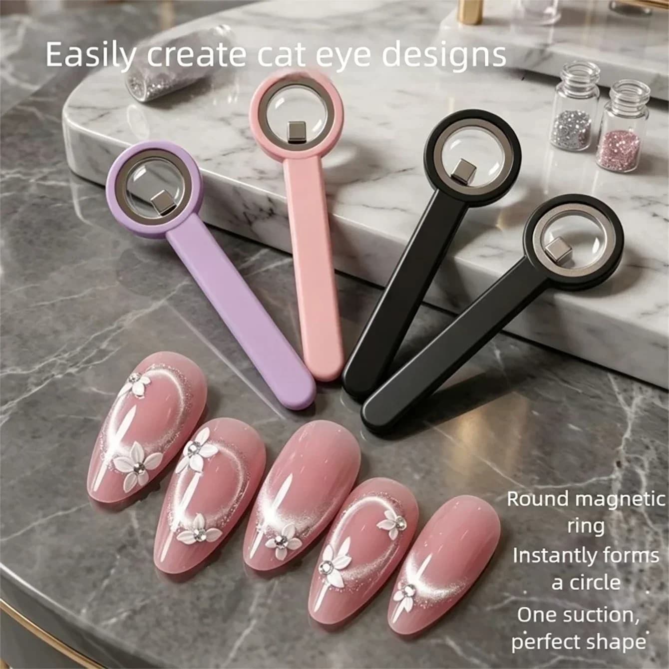 MIANEL New Upgrade 3-Second Hollow Cat Eye Magnet Strong Power Ring Magnet Fast Black Hole Effect for Magnetic Nail Art Beginner