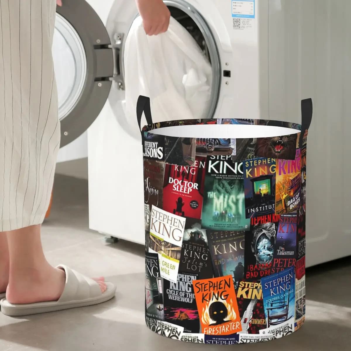 Stephen King Book Covers Horror Bookworm Folding Bed linen baskets dirty clothes Toys Storage basket Organizer box for home