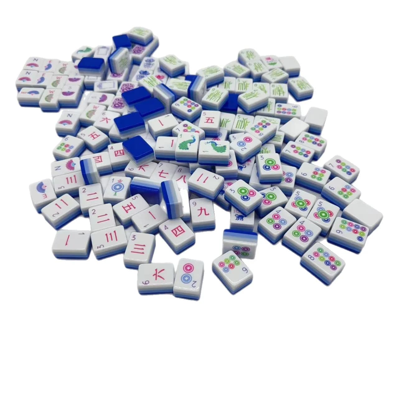 Set di Tessere Mahjong Americane in Acrilico Inciso, 4 Strati, Blu Navy, Elegante Set da Gioco Adatto per l'Intrattenimento degli Adulti