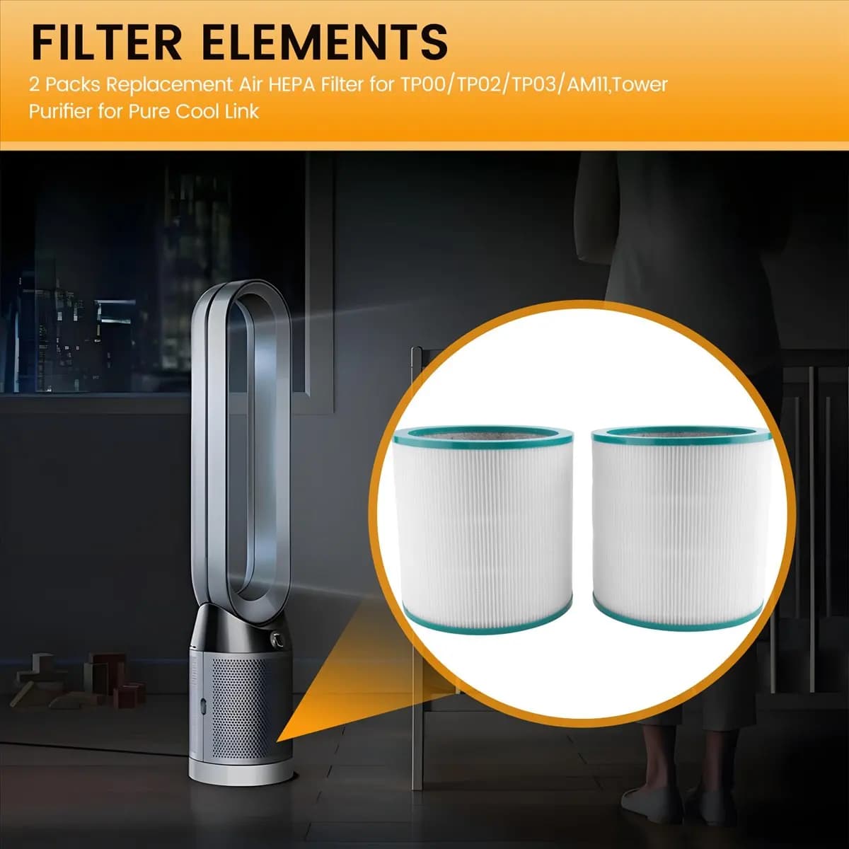 X11A 2 confezioni di filtri HEPA di ricambio per purificatore d'aria Dyson TP00/TP02/TP03/AM11, purificatore a torre per Dyson Pure Cool Link