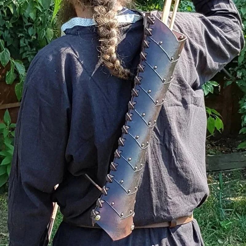 Medievale Steampunk Tiro con l'arco Freccia Borsa con fondina posteriore in pelle Faretra per cintura Costume da pirata vichingo Accessorio cosplay per Larp