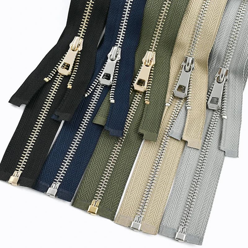 2Pcs 35-85cm 5# Metal Zippers Open-End Gold Silver Teeth for Bag Clothes Jacket Coat Zip Repair DIY Sewing Accessories Kits
