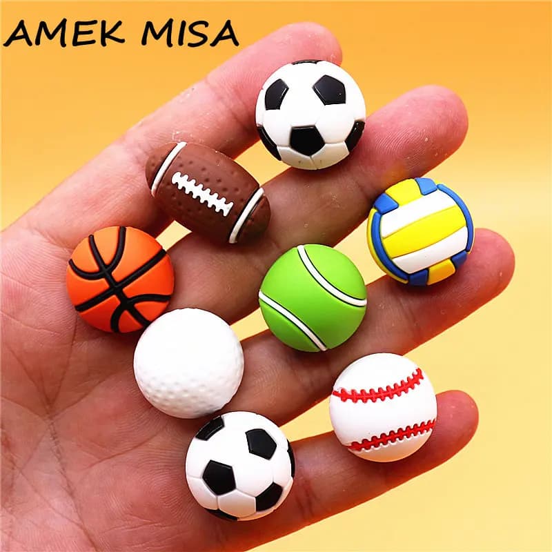 Realistico Mini 3D Ball PVC Shoe Charms decorazione Golf Tennis Softball Fit zoccoli clip sandali accessori per scarpe regali per feste per bambini