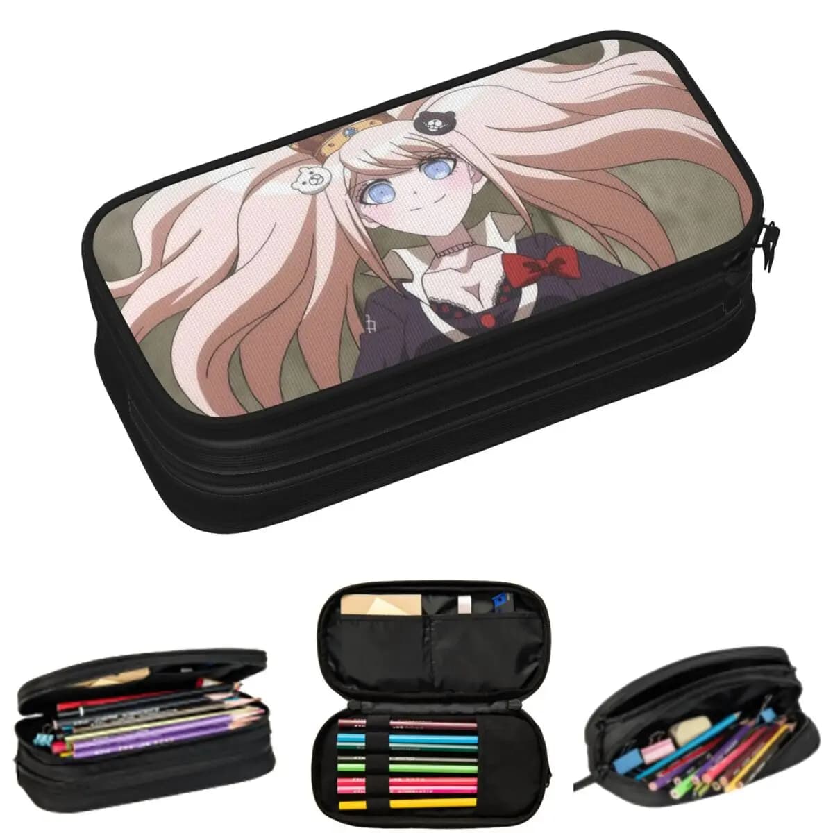 Astucci per matite Anime Danganronpa Junko Enoshima per studenti, regali, astuccio per penne, astuccio per matite di grande capacità