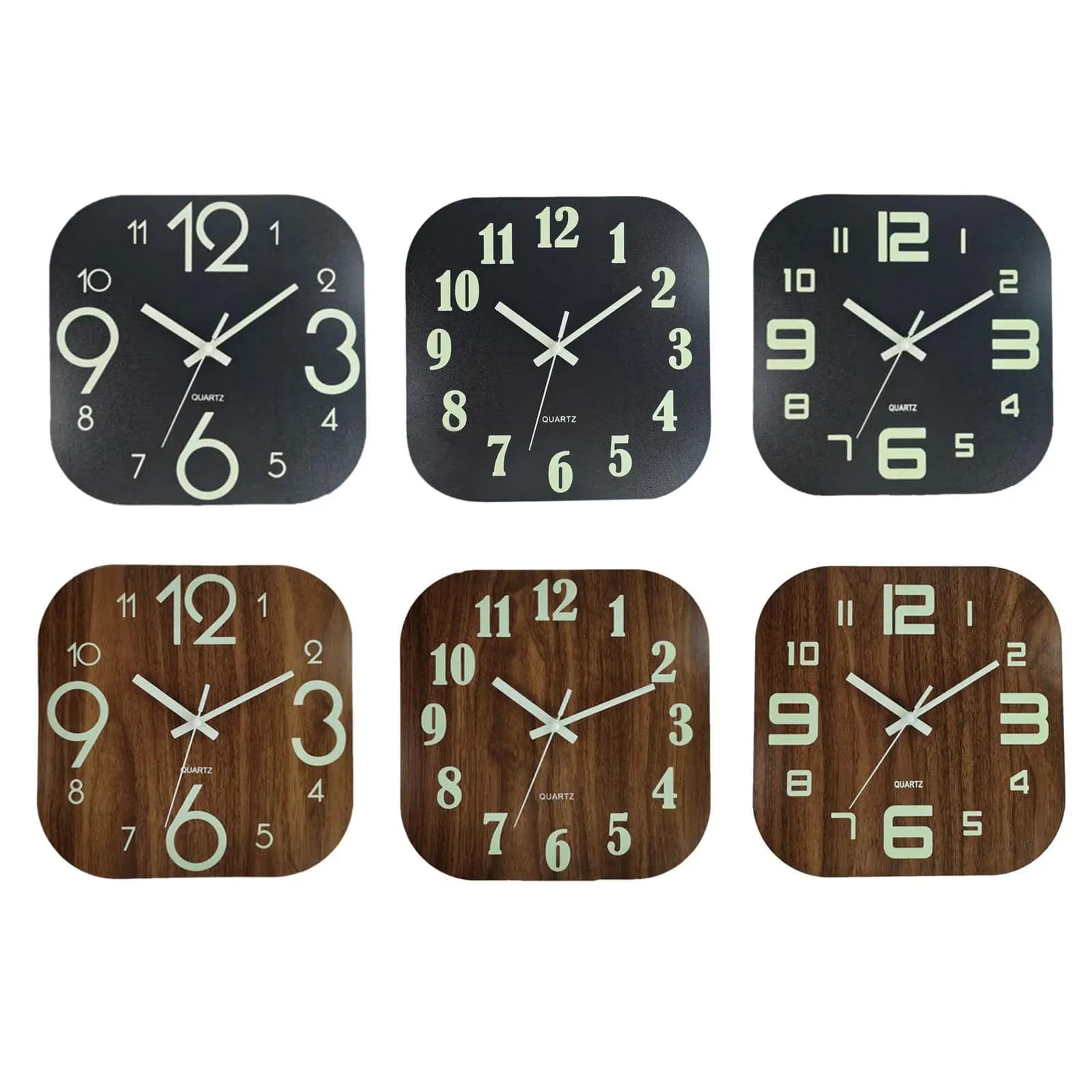 Wall clock 30 cm in wood that lights in the dark, without ticking, bright, for the bedroom room