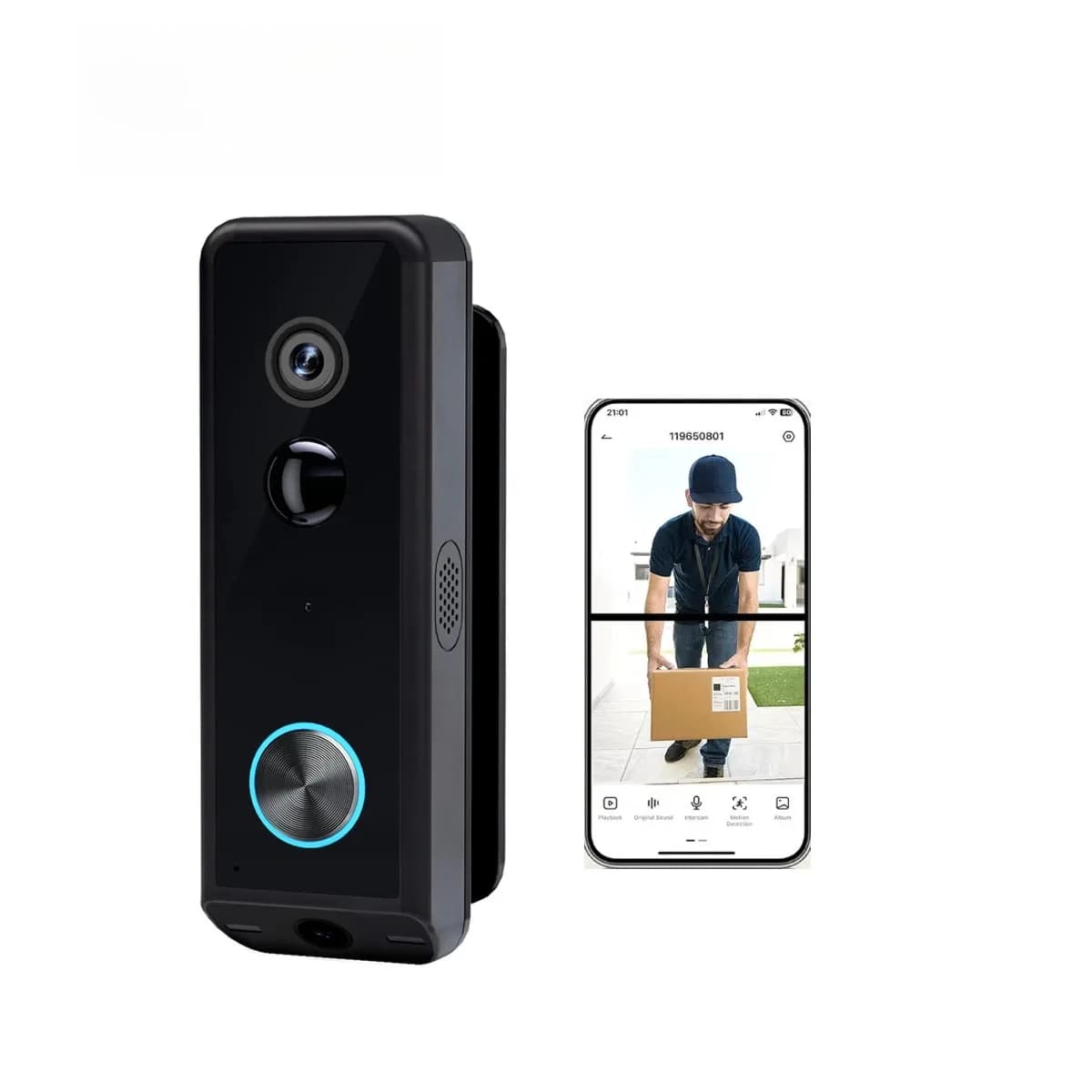 Campanelli per la casa con telecamere Videocitofono solare da 5 MP WiFi Visione notturna wireless IP65 PIR Videocamera per campanello a doppia lente