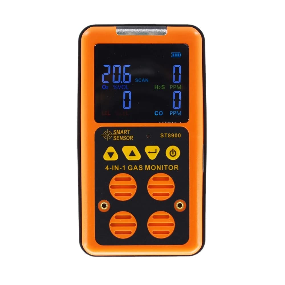 Rilevatore di Gas 4 in 1 ST8900 con Allarme per O2, CO, H2S, LEL - Misurazione di Ossigeno, Monossido di Carbonio, Idrogeno Solforato e Gas Combustibili